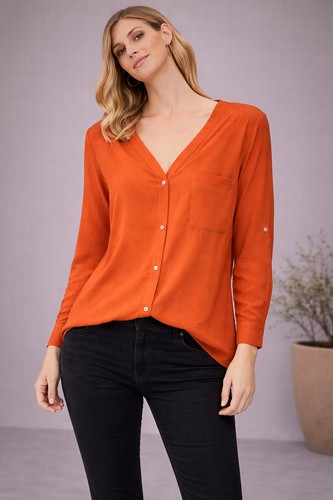 Hemdbluse orange damen - 40,